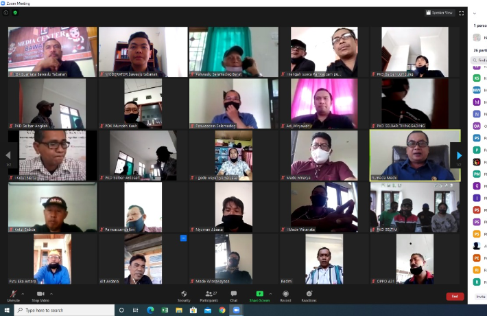 Bawaslu Tabanan adakan diskusi daring Kendala Pengawasan Pemutakhiran Data Pemilih Pilkada 