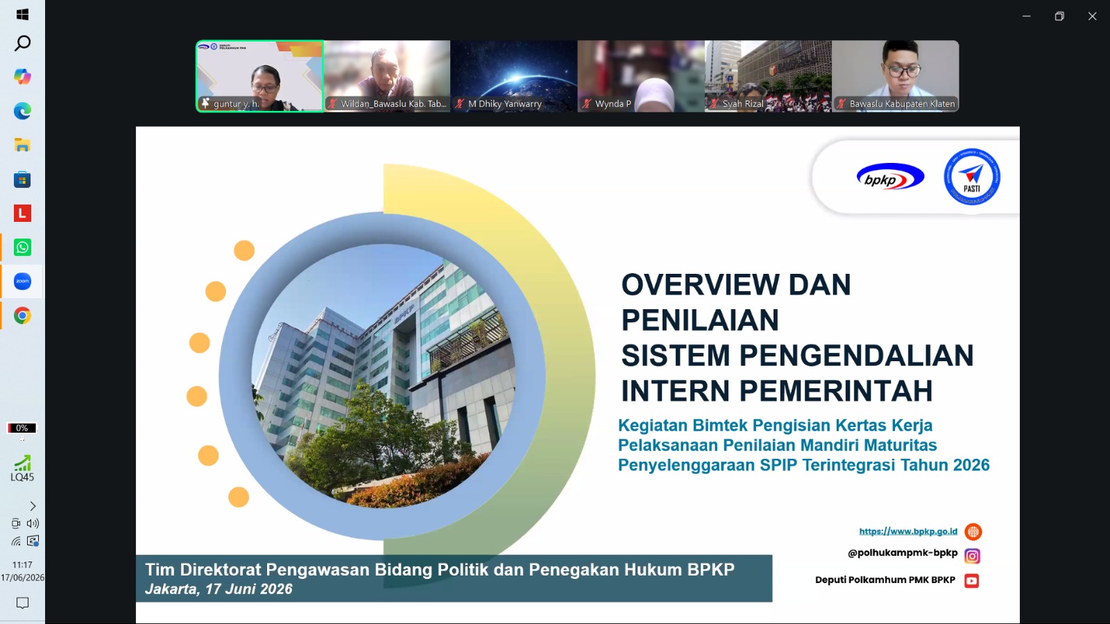 Pendampingan SPIP Terintegrasi Tahun 2026 (17/06/2026).