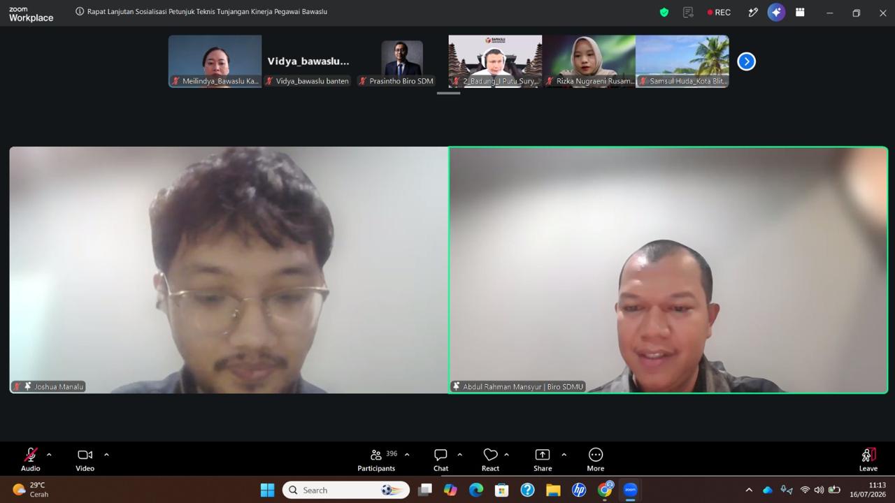 Zoom Meeting Bawaslu RI, Kamis (16/7/2026).