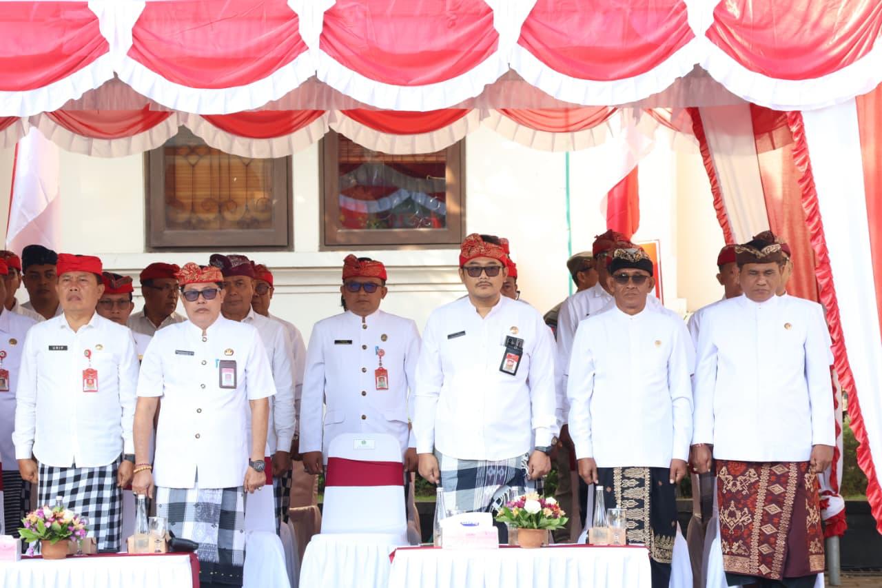 Upacara peringatan Hari Jadi ke-68 Provinsi Bali sekaligus pengukuhan Paskibraka Tabanan (14/8/2026).