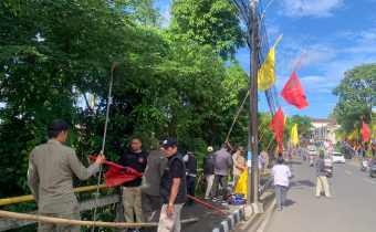 Penertiban APK, Bawaslu Tabanan berkolaborasi bersama Gakumdu, KPU dan Satpol PP Tabanan