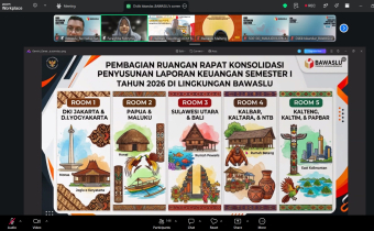 Rapat Konsolidasi Penyusunan Laporan Keuangan Bawaslu Semester I Tahun 2026, Selasa (21/7/2026).