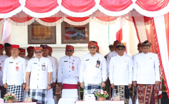 Upacara peringatan Hari Jadi ke-68 Provinsi Bali sekaligus pengukuhan Paskibraka Tabanan (14/8/2026).